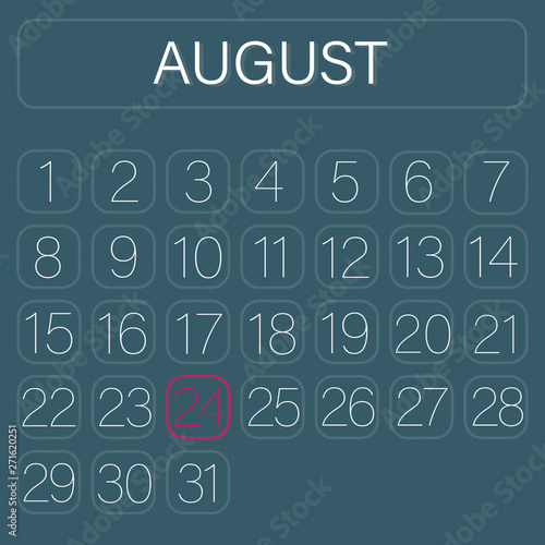 Wallpaper Mural Green Calendar Page August 24 Torontodigital.ca