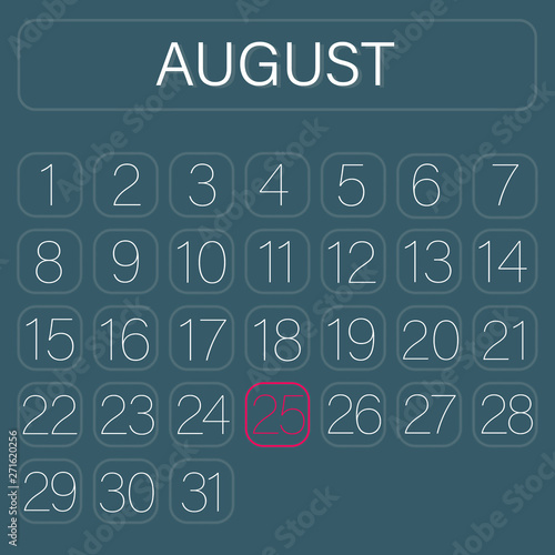 Green Calendar Page August 25