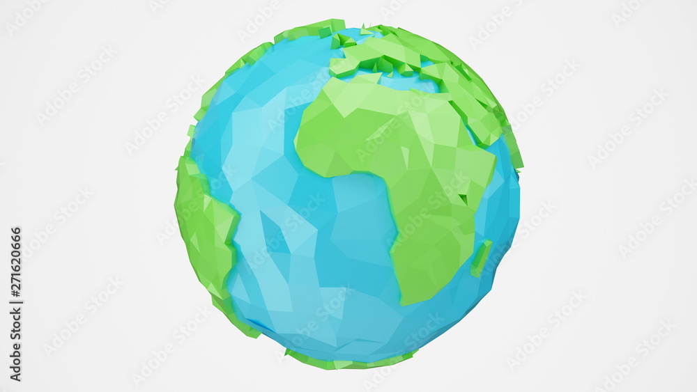 3D rendering rotated low poly earth with alpha channel, globe illustration. Polygonal globe isolated on white background, low poly style 3D rendering rotated low poly earth with alpha channel, globe illustration. Polygonal globe isolated on white background, low poly style