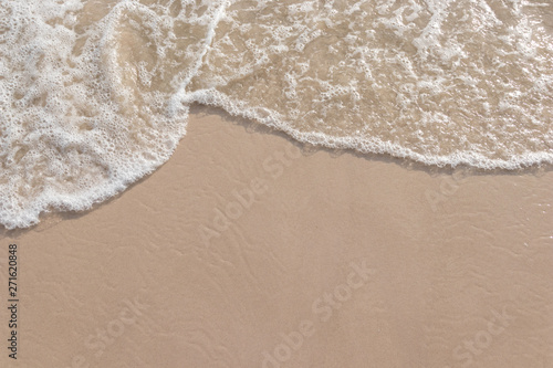 Top view of Beautiful beach with tranquil wave, sea and ocean background, summer vacation concept