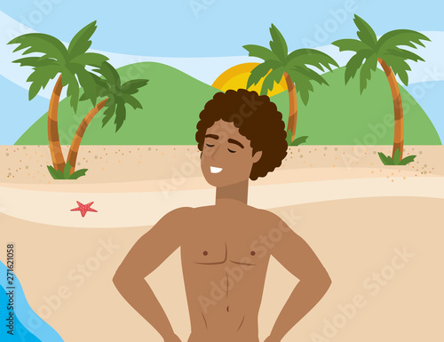 Boy with summer swimwear design