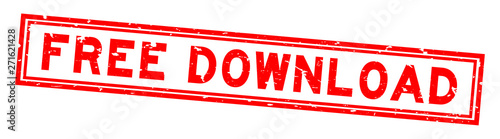 Grunge red free download word square rubber seal stamp on white background