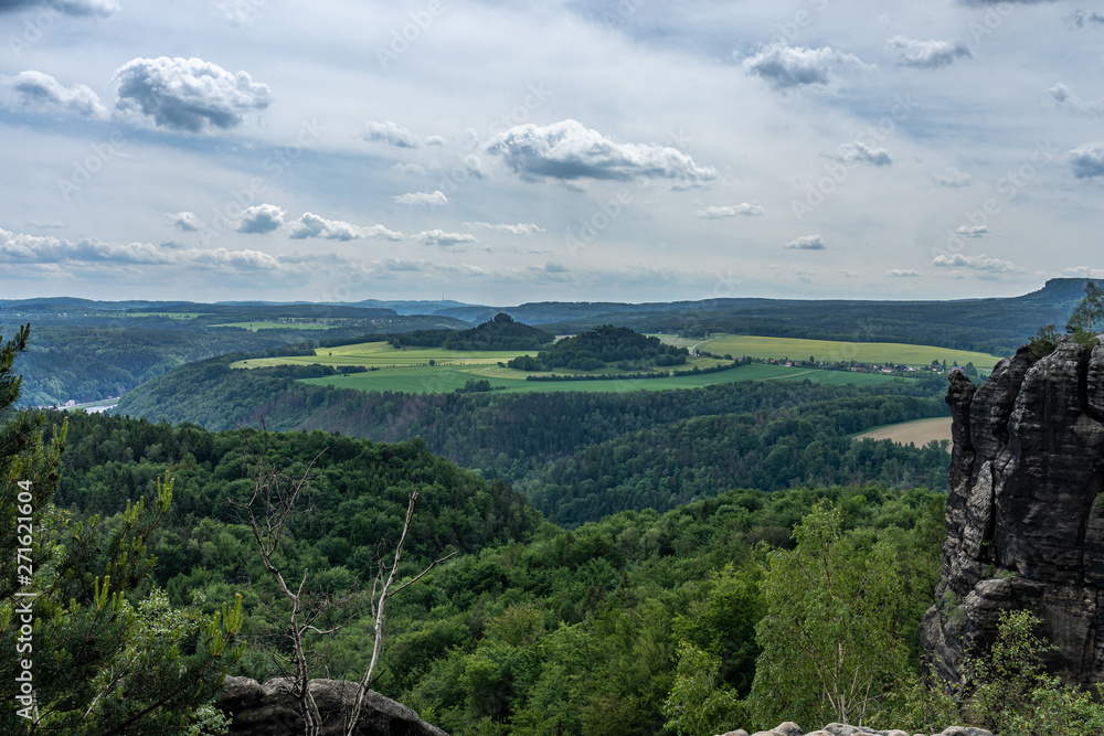 panoramic view on kaiserkrone in saxon switzerland, germany