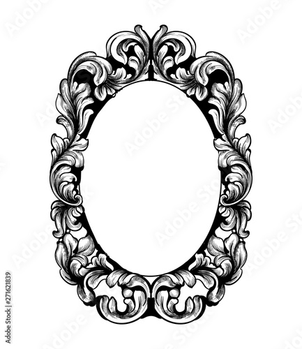 Vintage frame Vector line art. Classic engraved ornaments. Royal styles