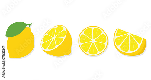 Fresh lemon fruits, flat vector illustration concept image icon