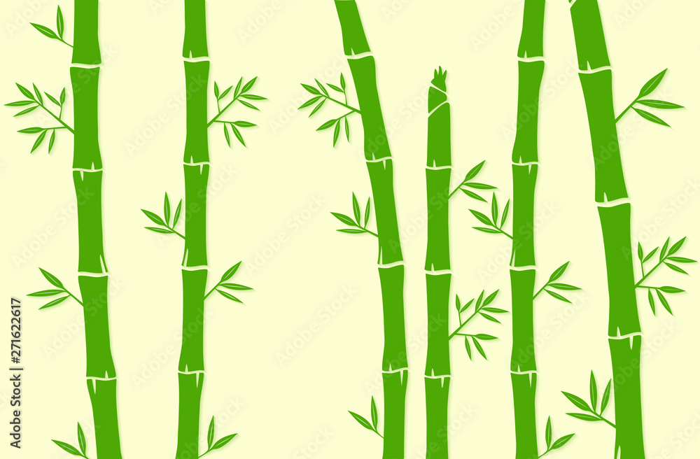 Obraz premium Bamboo tree and Bamboo grass silhouette background vector