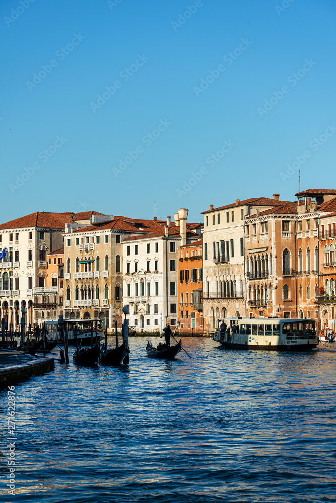 VENICE, ITALY - December 21, 2017 : View of water street and old buildings in Venice, ITALY