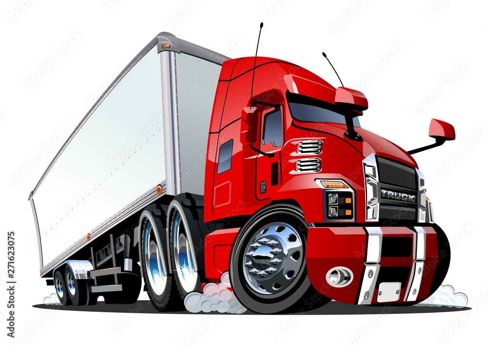 Cartoon cargo semi truck isolated on white background Stock Vector