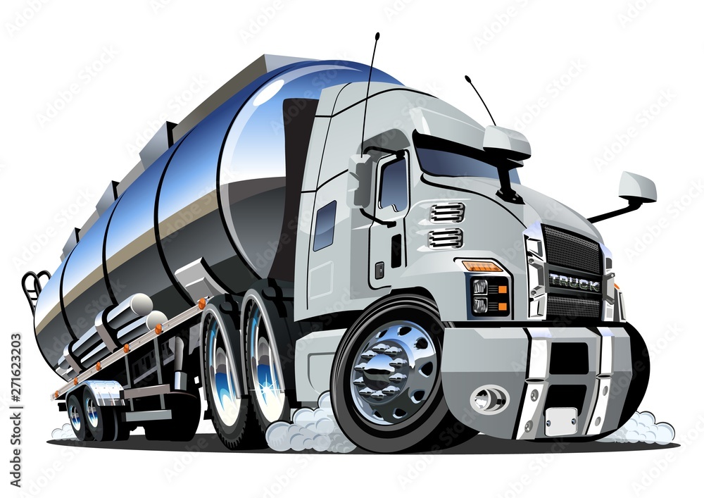Cartoon semi tanker truck isolated on white background Stock Vector | Adobe  Stock