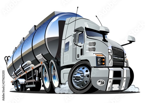 Cartoon semi tanker truck isolated on white background