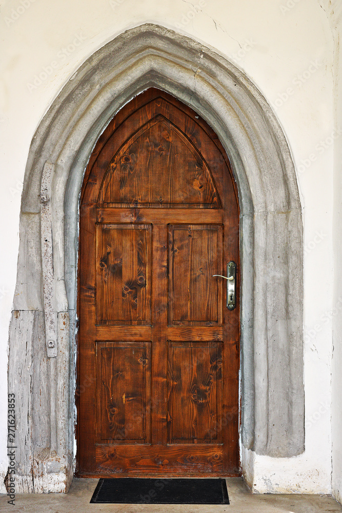 entrance of an old medieval church