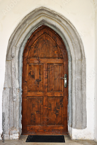entrance of an old medieval church