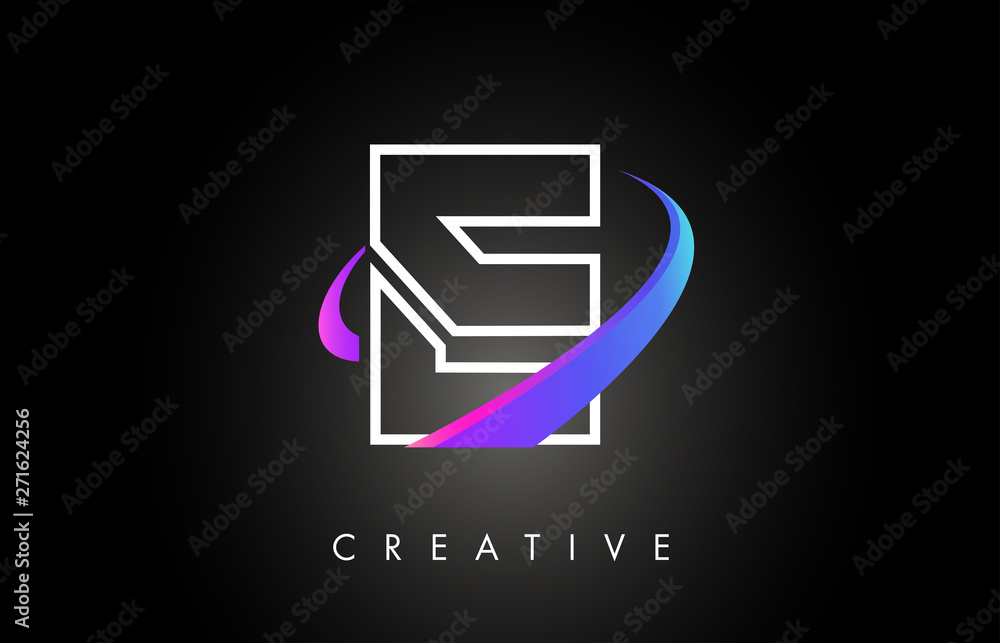 E Trendy Modern Letter Logo Design Monogram and Creative Swoosh on Black Background E Trendy Modern Letter Logo Design Monogram and Creative Swoosh on Black Background
