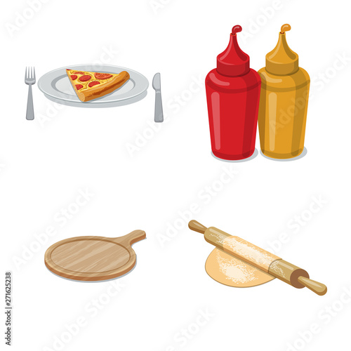 Isolated object of pizza and food logo. Collection of pizza and italy vector icon for stock.