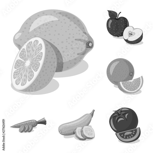 Vector illustration of vegetable and fruit icon. Set of vegetable and vegetarian stock symbol for web. © Svitlana