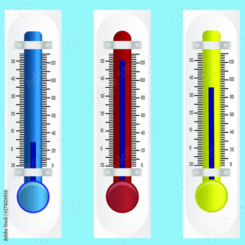 Vector set of thermometers for measuring temperature