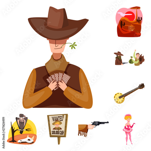 Vector design of wild and west sign. Collection of wild and american vector icon for stock.