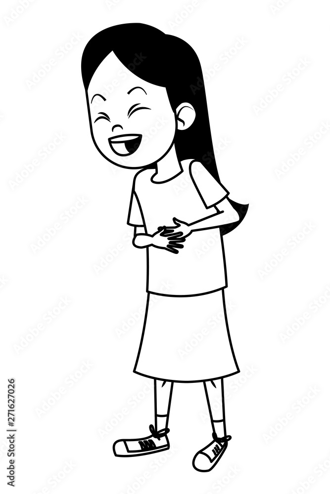girl laughing hard and touching her stomach black and white girl laughing hard and touching her stomach black and white