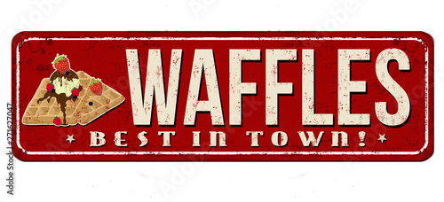 Waffles vintage rusty metal sign