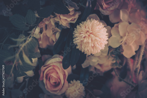 Beautiful Artificial Flowers Background, Vintage style; © joeycheung