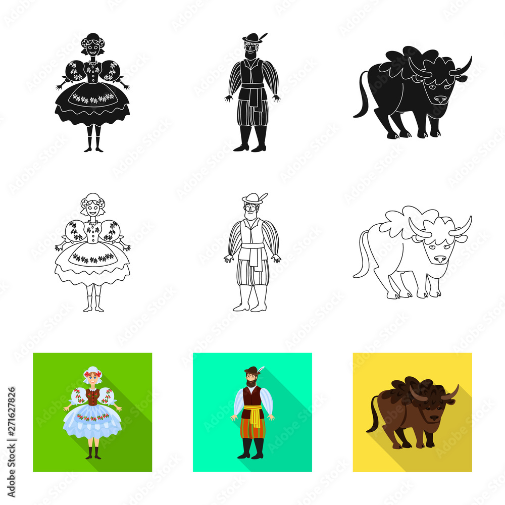Isolated object of traditional and tour icon. Collection of traditional and landmarks stock symbol for web. Isolated object of traditional and tour icon. Collection of traditional and landmarks stock symbol for web.