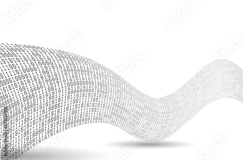 Binary code wave. Sound as a binary wave. Abstract binary background.