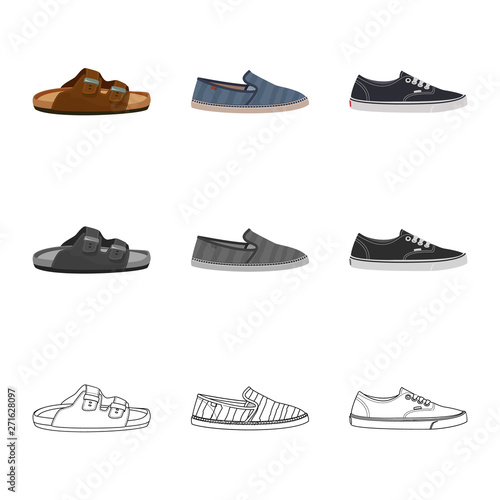 Vector design of shoe and footwear icon. Collection of shoe and foot stock vector illustration.