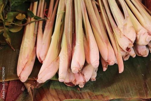 Fresh lemon grass for cooking in market