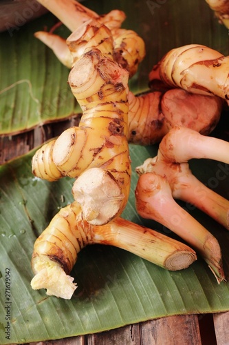 Fresh galangal for cooking in the market