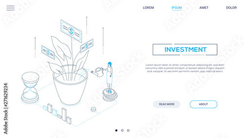 Investment - line design style isometric web banner