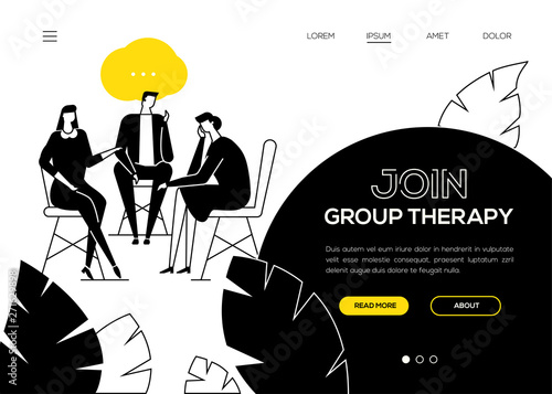 Join group therapy - flat design style web banner