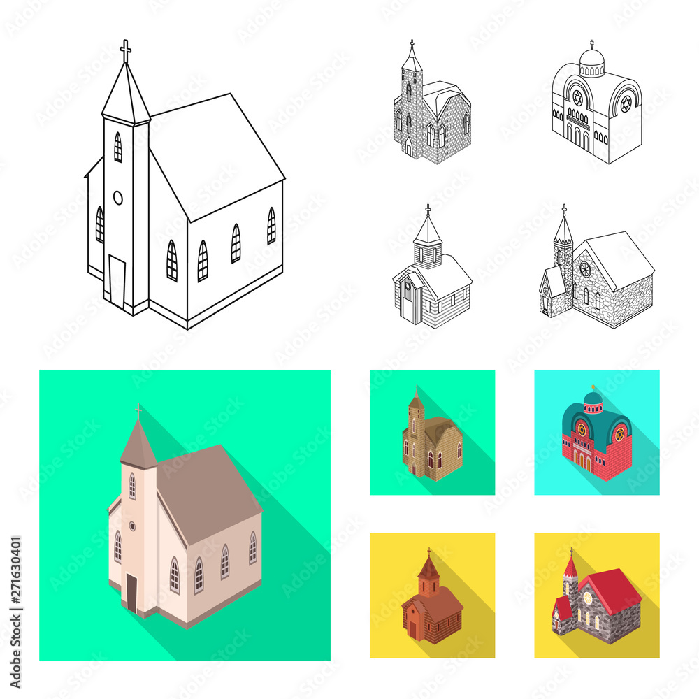 Vector illustration of temple and historic symbol. Collection of temple and faith stock symbol for web.