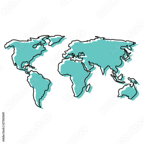 Linear image of the planet earth. Simple vector illustration