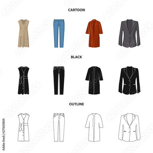 Vector design of woman and clothing icon. Set of woman and wear stock symbol for web.