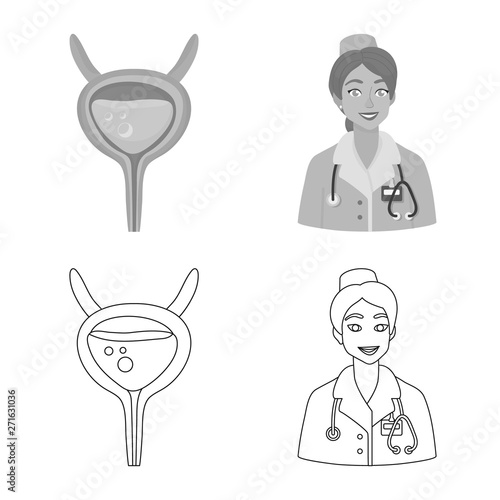Vector illustration of diet and treatment  sign. Set of diet and medicine stock vector illustration.