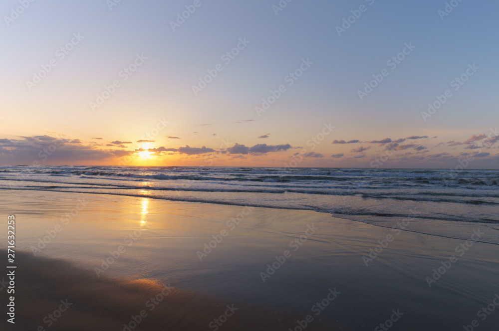 Japanese coast Sunset Sandy beach