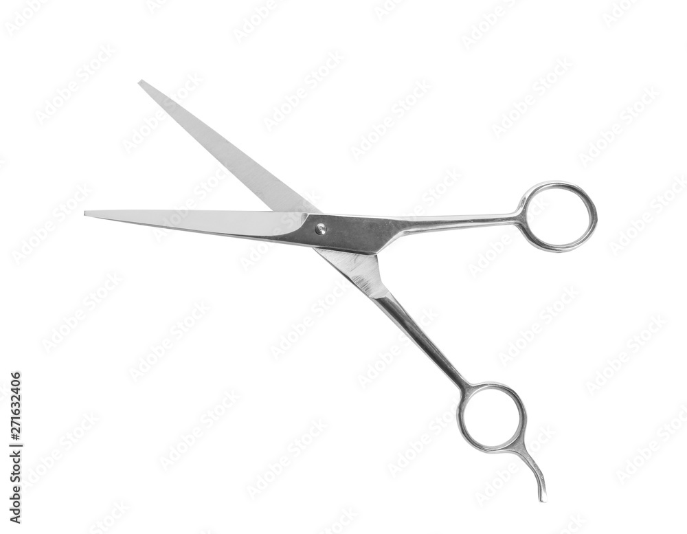 Pair of sharp hairdresser's scissors on white background Pair of sharp hairdresser's scissors on white background