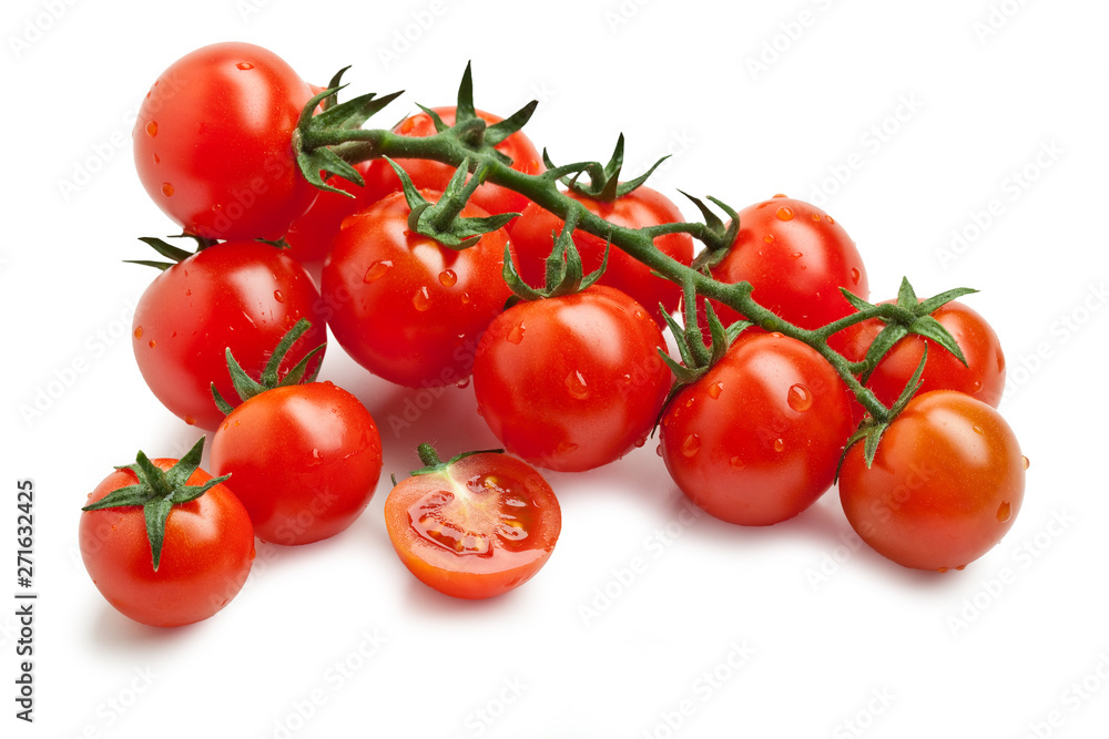 Bunch of Red Cherry Tomatoes with Water Droplets, Ingredient – Italian Bunch of Red Cherry Tomatoes with Water Droplets, Ingredient – Italian