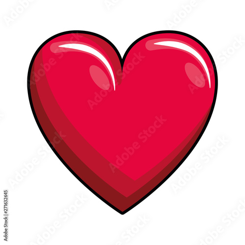 red heart icon cartoon isolated