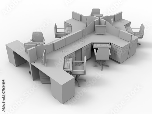 3D rendering - isolated cubical office