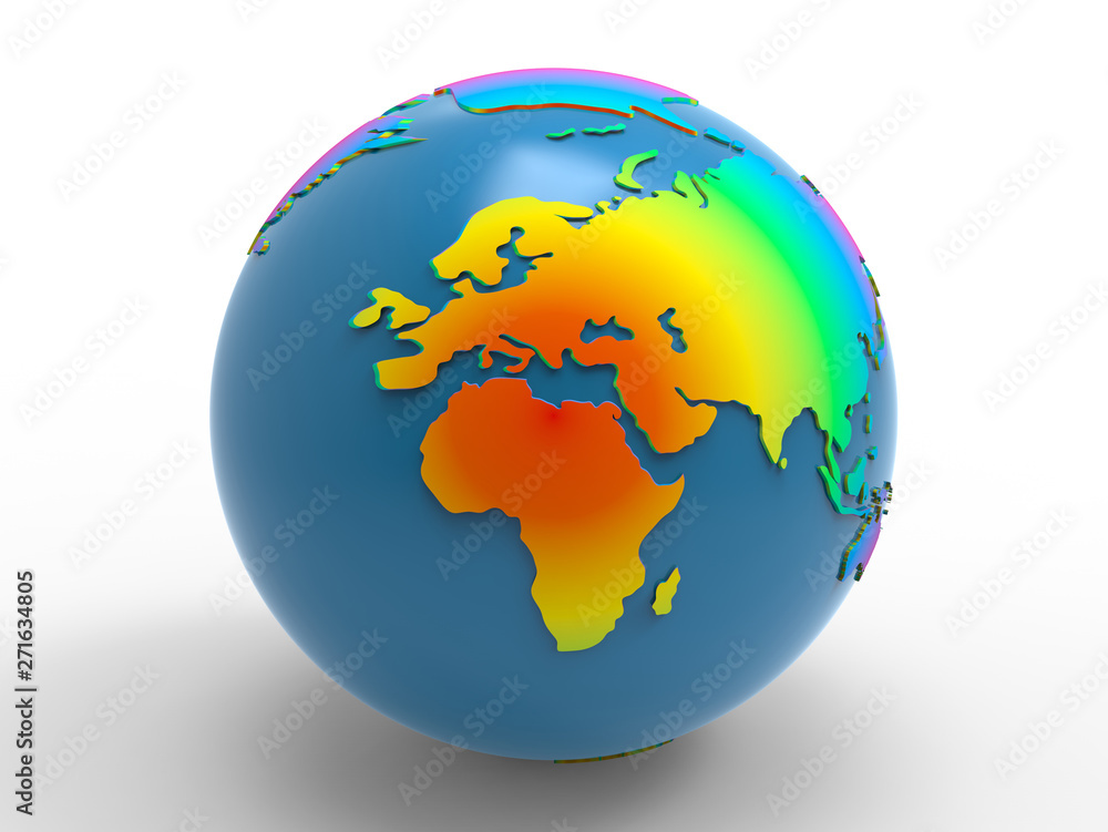 3D rendering - earth globe focused on Europe and Africa