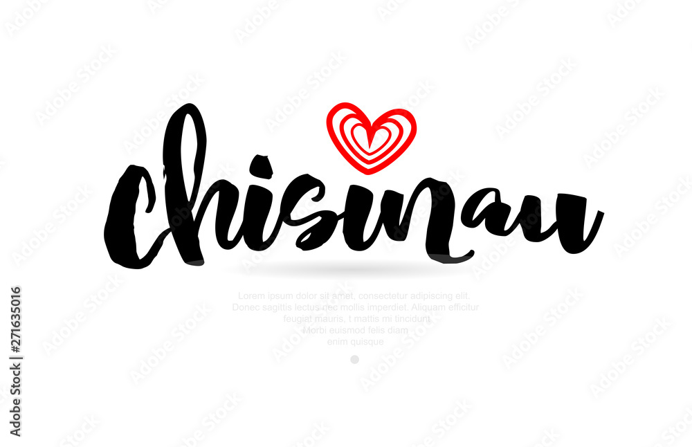 Chisinau city with red heart design for typography and logo design