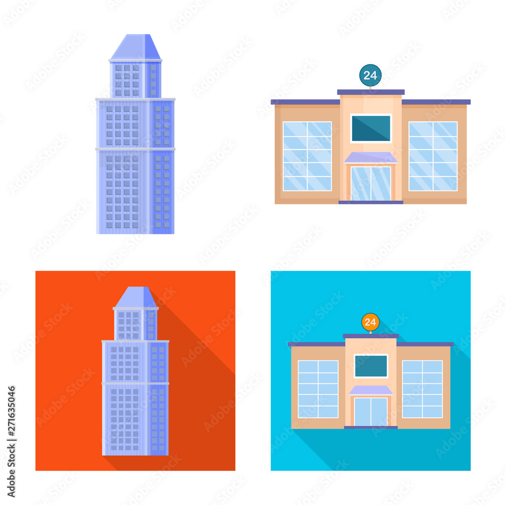 Vector design of municipal and center sign. Set of municipal and estate   stock symbol for web.