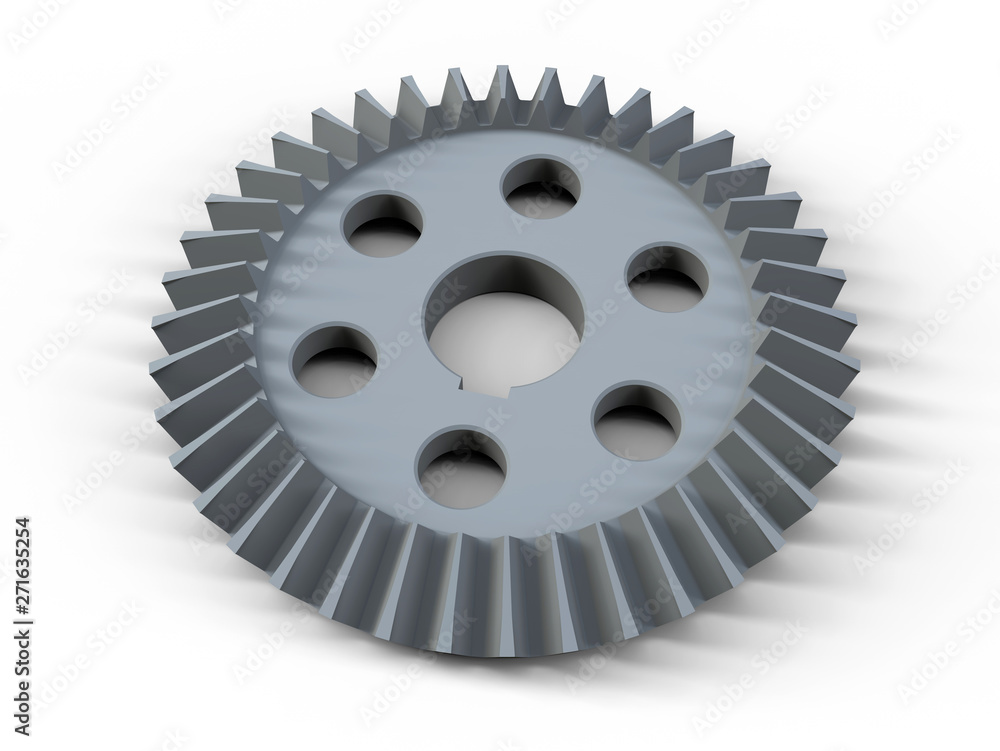 3D rendering - grey bevel gear 3D rendering - grey bevel gear