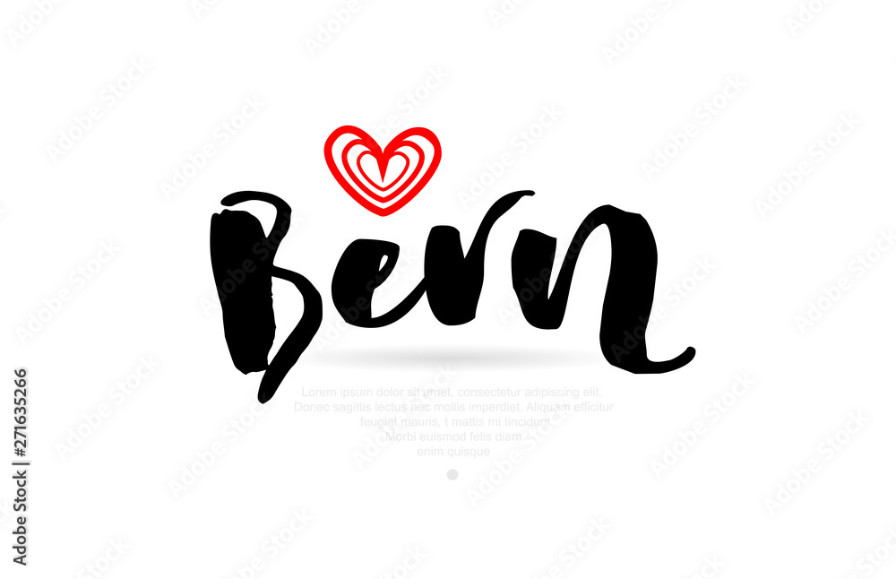 Bern city with red heart design for typography and logo design Bern city with red heart design for typography and logo design