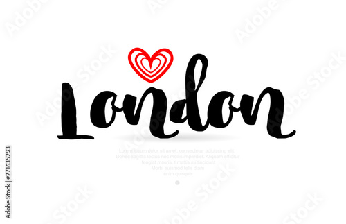 London city with red heart design for typography and logo design