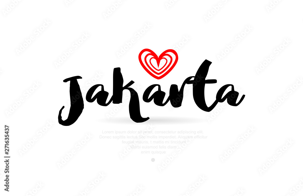 Jakarta city with red heart design for typography and logo design Jakarta city with red heart design for typography and logo design