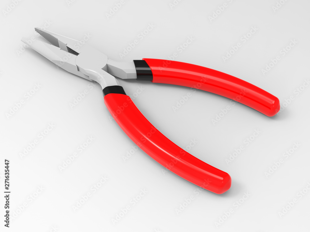 3D rendering - pliers isolated on white background 3D rendering - pliers isolated on white background