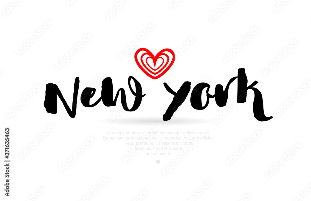 New York city with red heart design for typography and logo design New York city with red heart design for typography and logo design