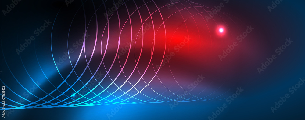 Neon glowing techno lines, hi-tech futuristic abstract background template, vector Neon glowing techno lines, hi-tech futuristic abstract background template, vector